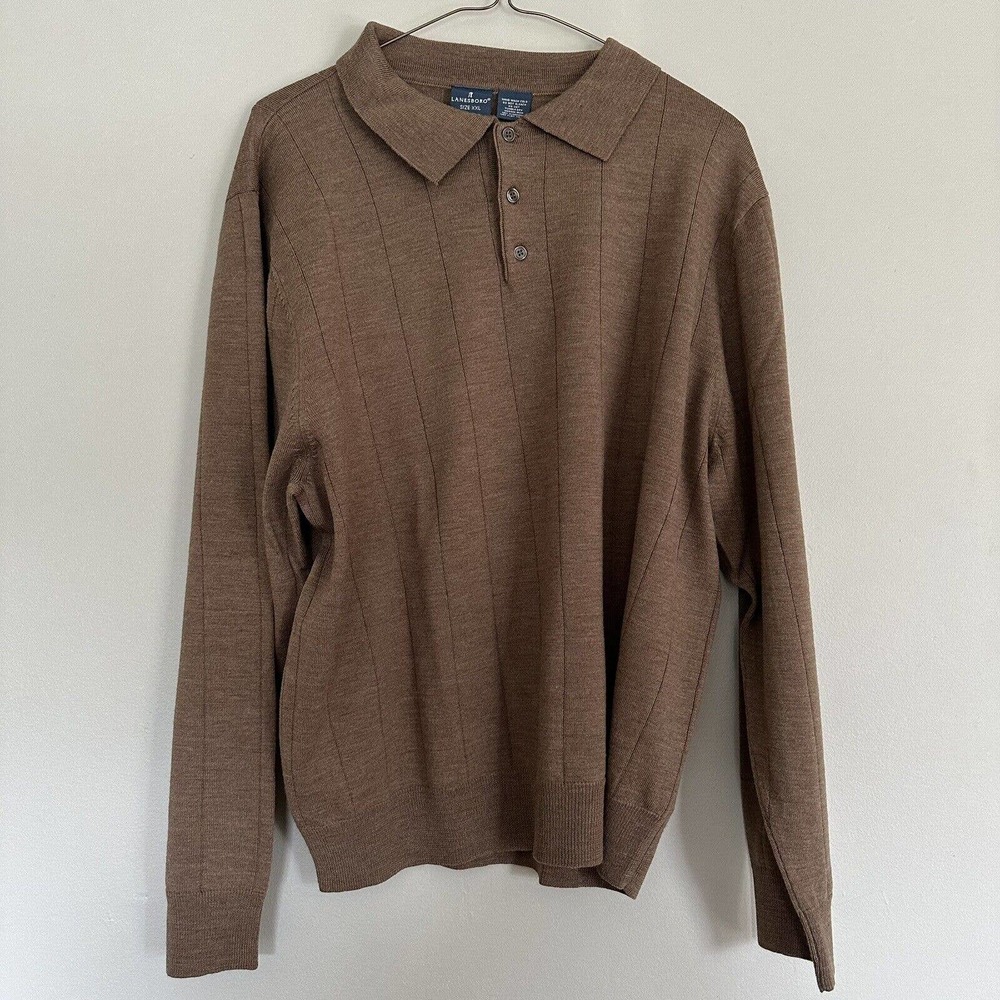 100 % Italian Merino Wool Brown Man Sweater Size XXL